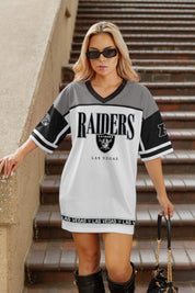 LAS VEGAS RAIDERS HUSTLE MODE V-NECK FASHION JERSEY DRESS