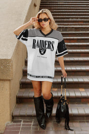 LAS VEGAS RAIDERS HUSTLE MODE V-NECK FASHION JERSEY DRESS