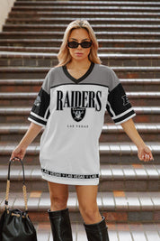 LAS VEGAS RAIDERS HUSTLE MODE V-NECK FASHION JERSEY DRESS