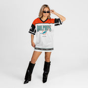 MIAMI DOLPHINS HUSTLE MODE V-NECK FASHION JERSEY DRESS