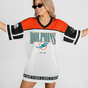 MIAMI DOLPHINS HUSTLE MODE V-NECK FASHION JERSEY DRESS
