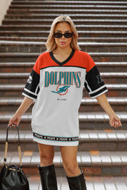 MIAMI DOLPHINS HUSTLE MODE V-NECK FASHION JERSEY DRESS