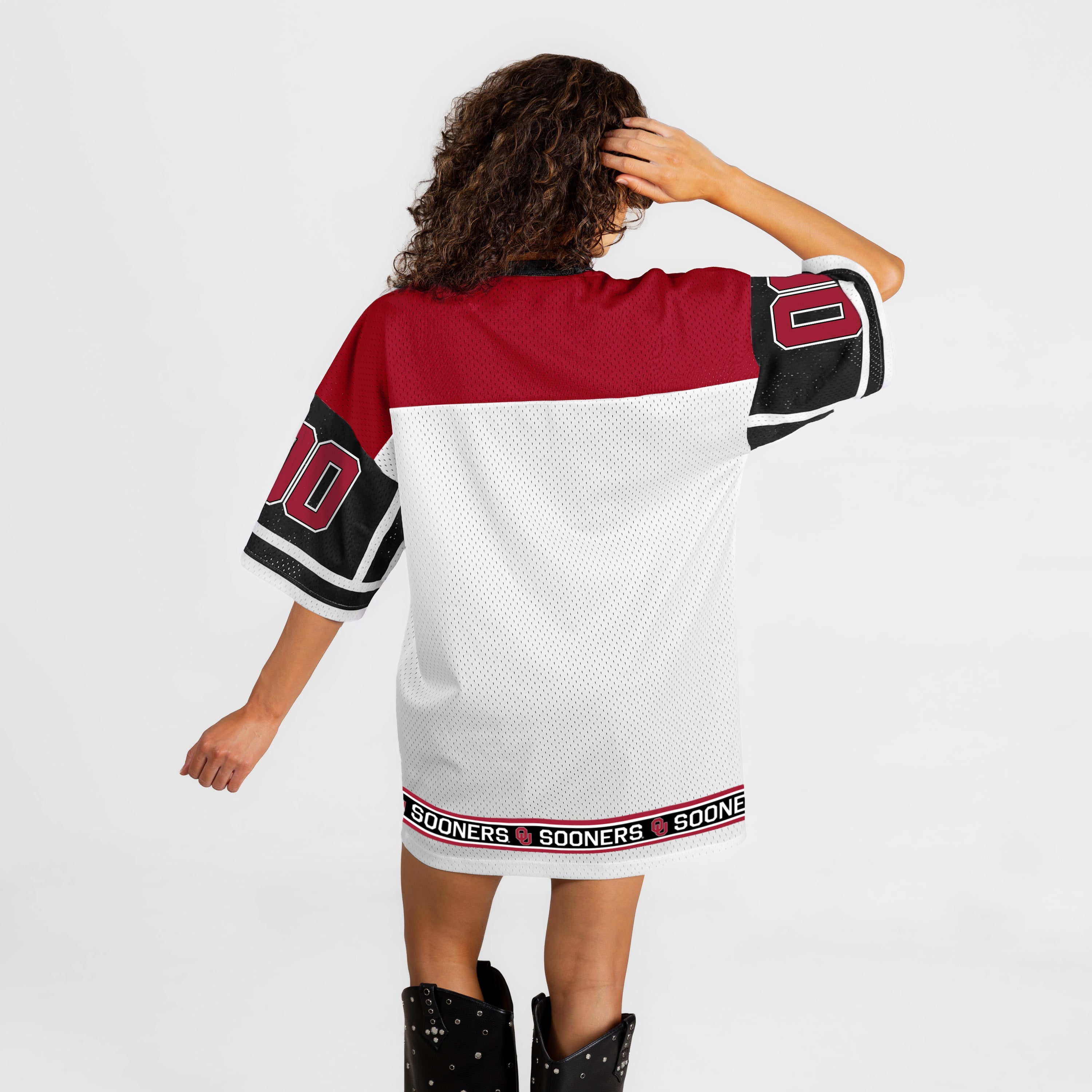 OKLAHOMA SOONERS HUSTLE MODE V-NECK FASHION JERSEY DRESS