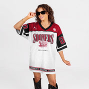 OKLAHOMA SOONERS HUSTLE MODE V-NECK FASHION JERSEY DRESS