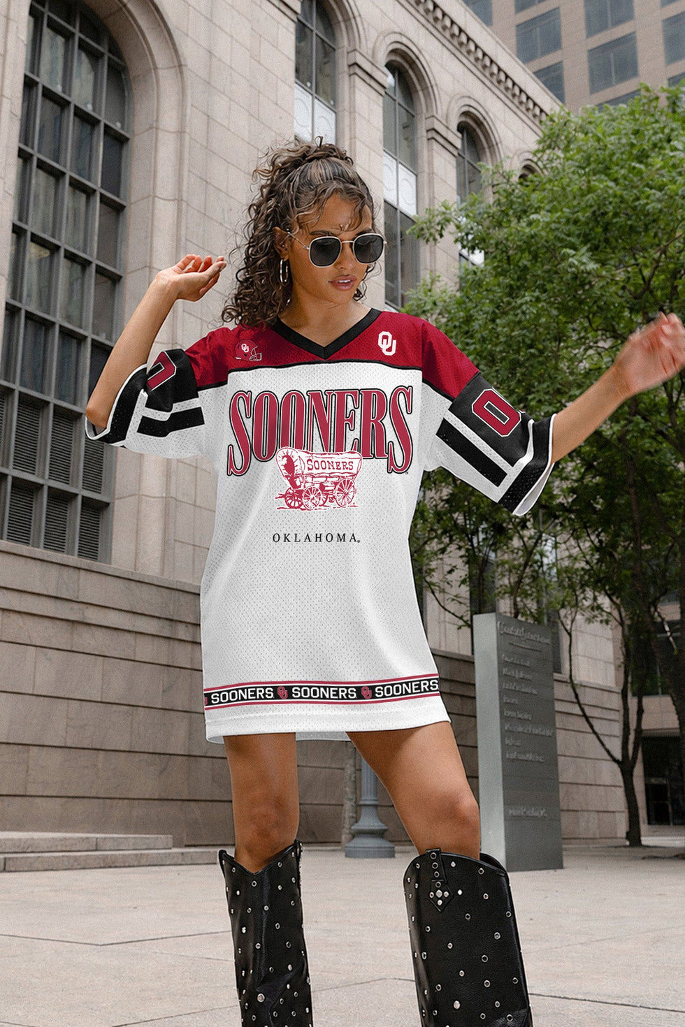 Women's Oklahoma Sooners Hustle Mode V-neck Fashion Jersey Dress