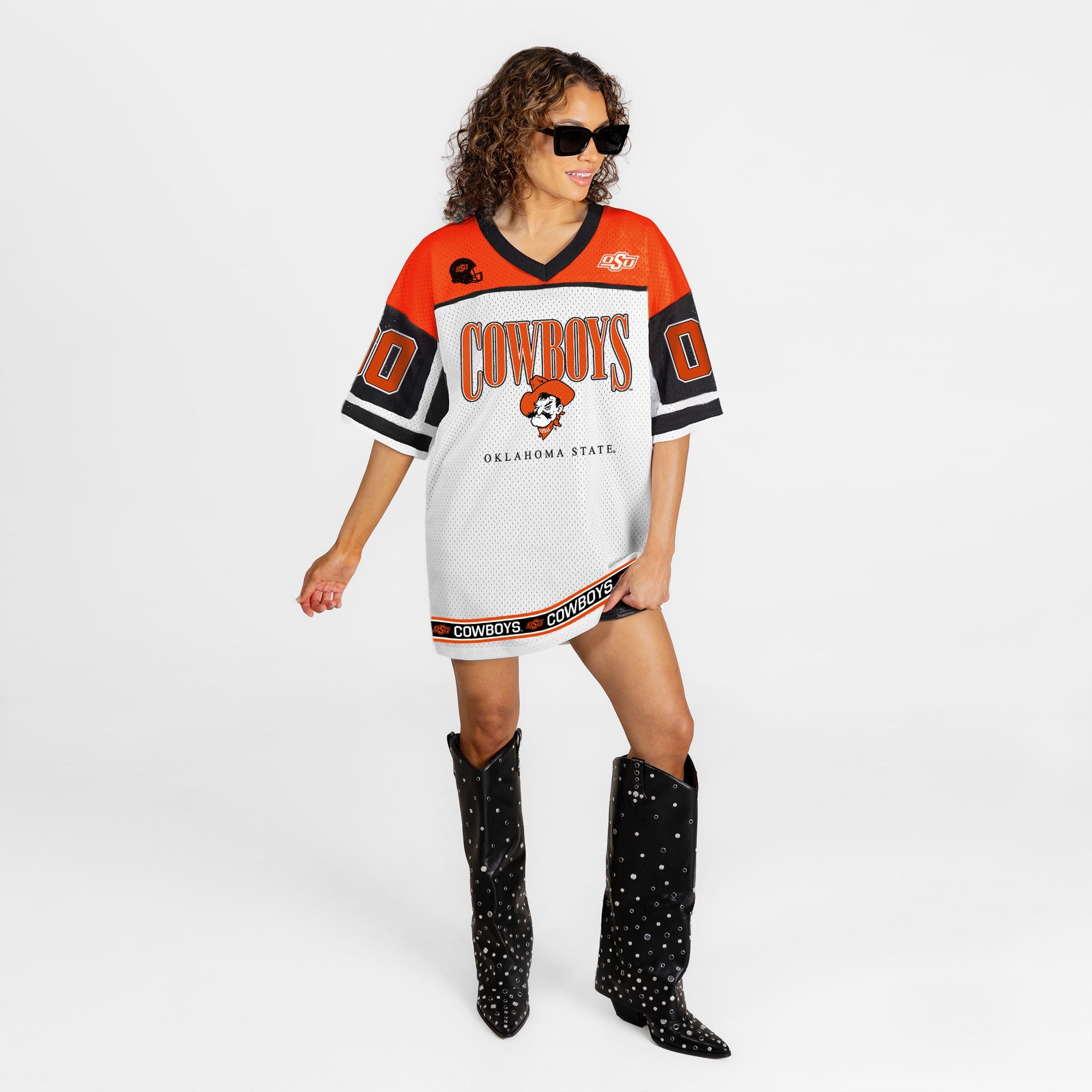 Women's Oklahoma State Cowboys Hustle Mode V-neck Fashion Jersey Dress
