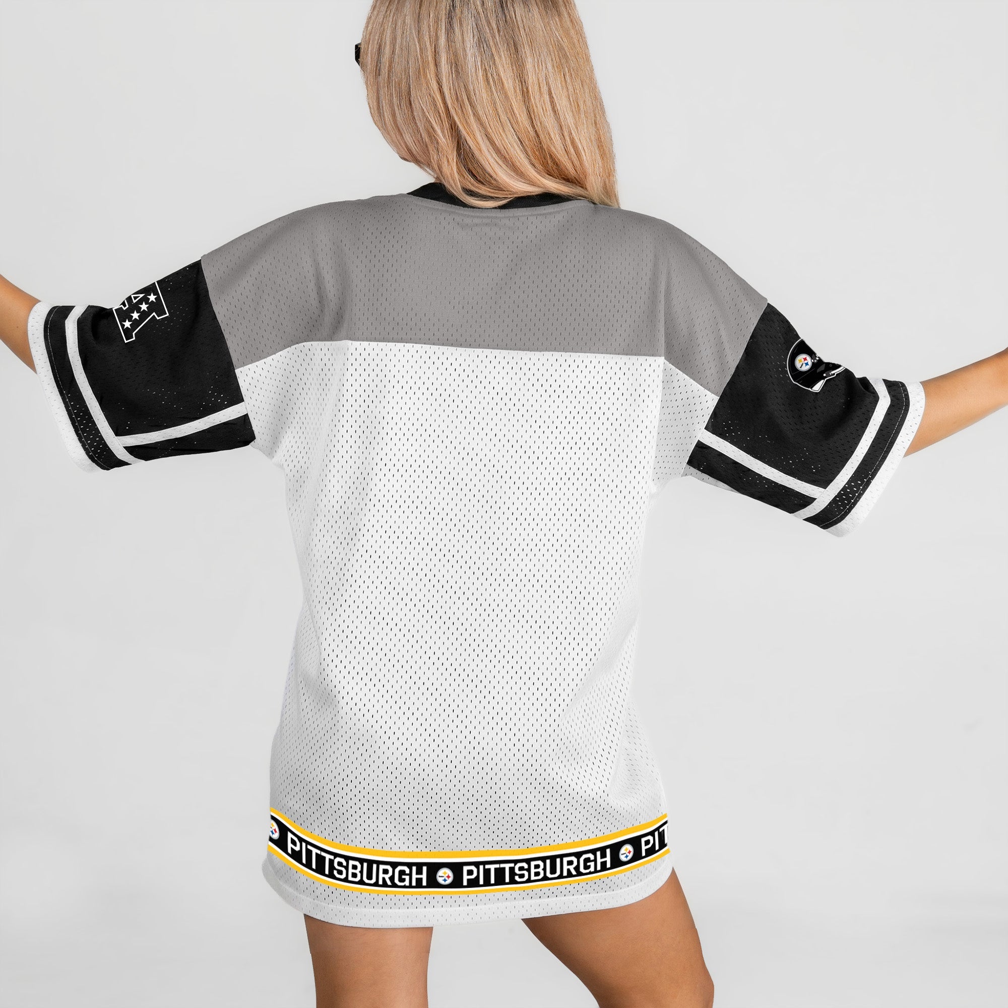 PITTSBURGH STEELERS HUSTLE MODE V-NECK FASHION JERSEY DRESS