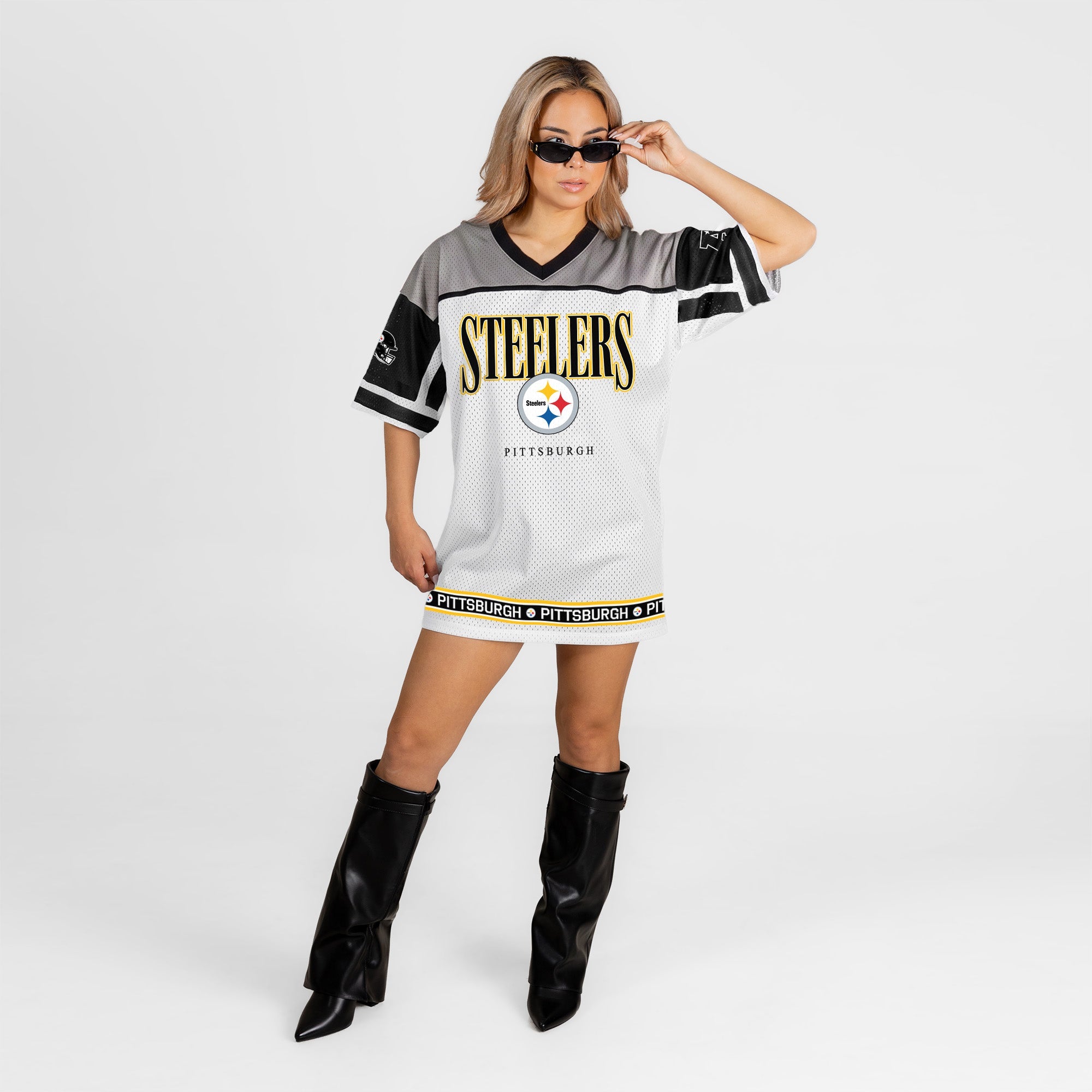 PITTSBURGH STEELERS HUSTLE MODE V-NECK FASHION JERSEY DRESS