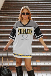 PITTSBURGH STEELERS HUSTLE MODE V-NECK FASHION JERSEY DRESS