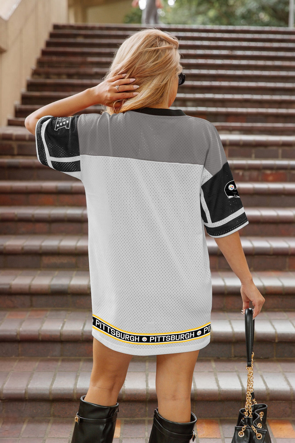 Women's Pittsburgh Steelers Hustle Mode V-Neck Fashion Dress – Gameday Couture