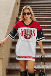 SAN FRANCISCO 49ERS HUSTLE MODE V-NECK FASHION JERSEY DRESS
