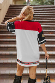 SAN FRANCISCO 49ERS HUSTLE MODE V-NECK FASHION JERSEY DRESS