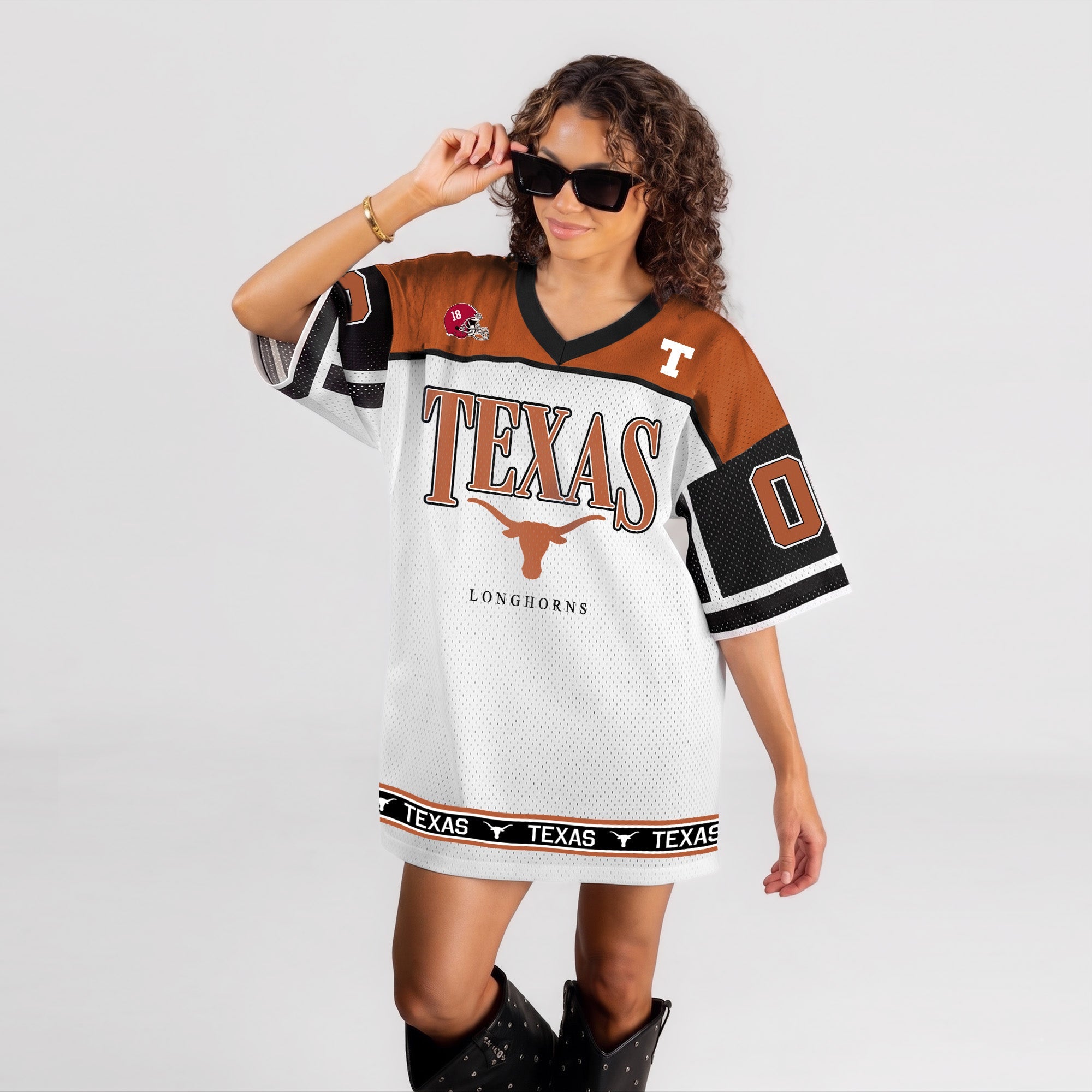 TEXAS LONGHORNS HUSTLE MODE V-NECK FASHION JERSEY DRESS