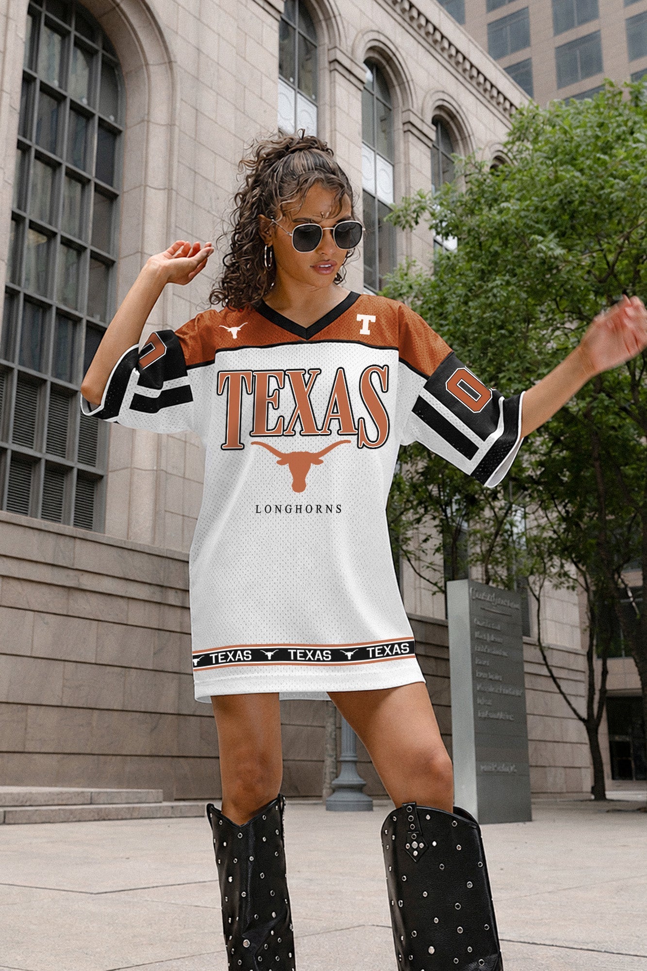 TEXAS LONGHORNS HUSTLE MODE V-NECK FASHION JERSEY DRESS