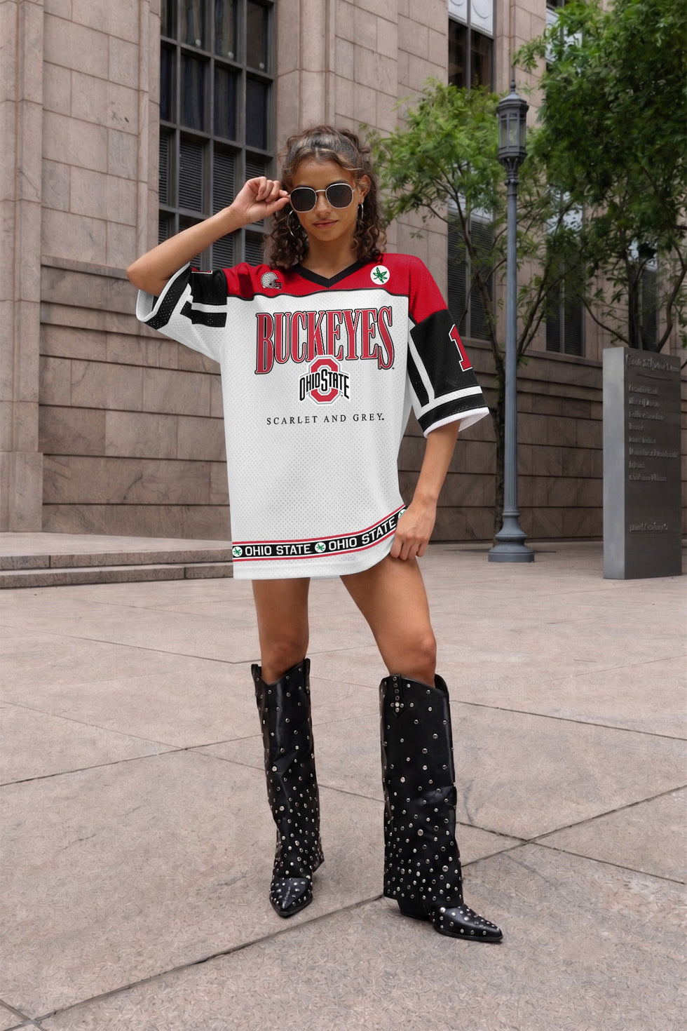 Women's Ohio State Buckeyes Hustle Mode V-neck Fashion Jersey Dress