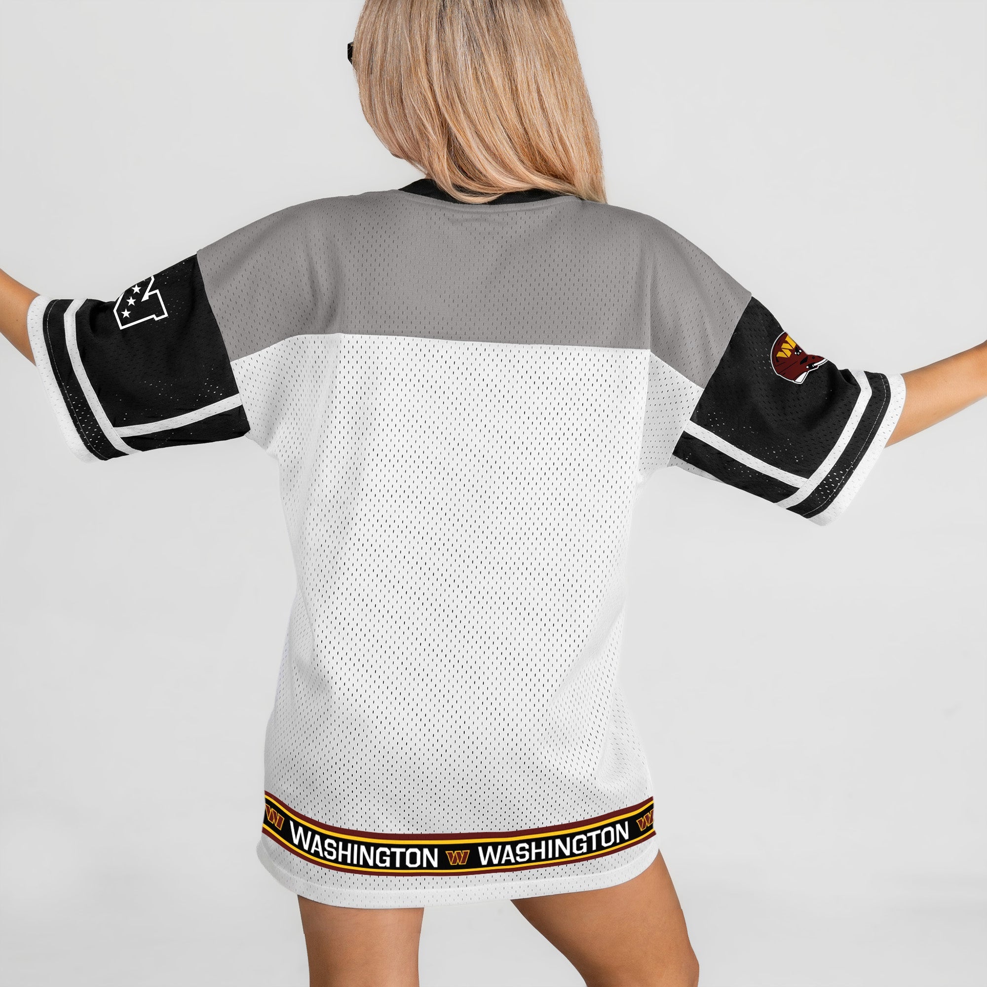 WASHINGTON COMMANDERS HUSTLE MODE V-NECK FASHION JERSEY DRESS