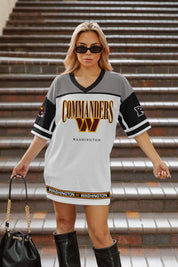 WASHINGTON COMMANDERS HUSTLE MODE V-NECK FASHION JERSEY DRESS
