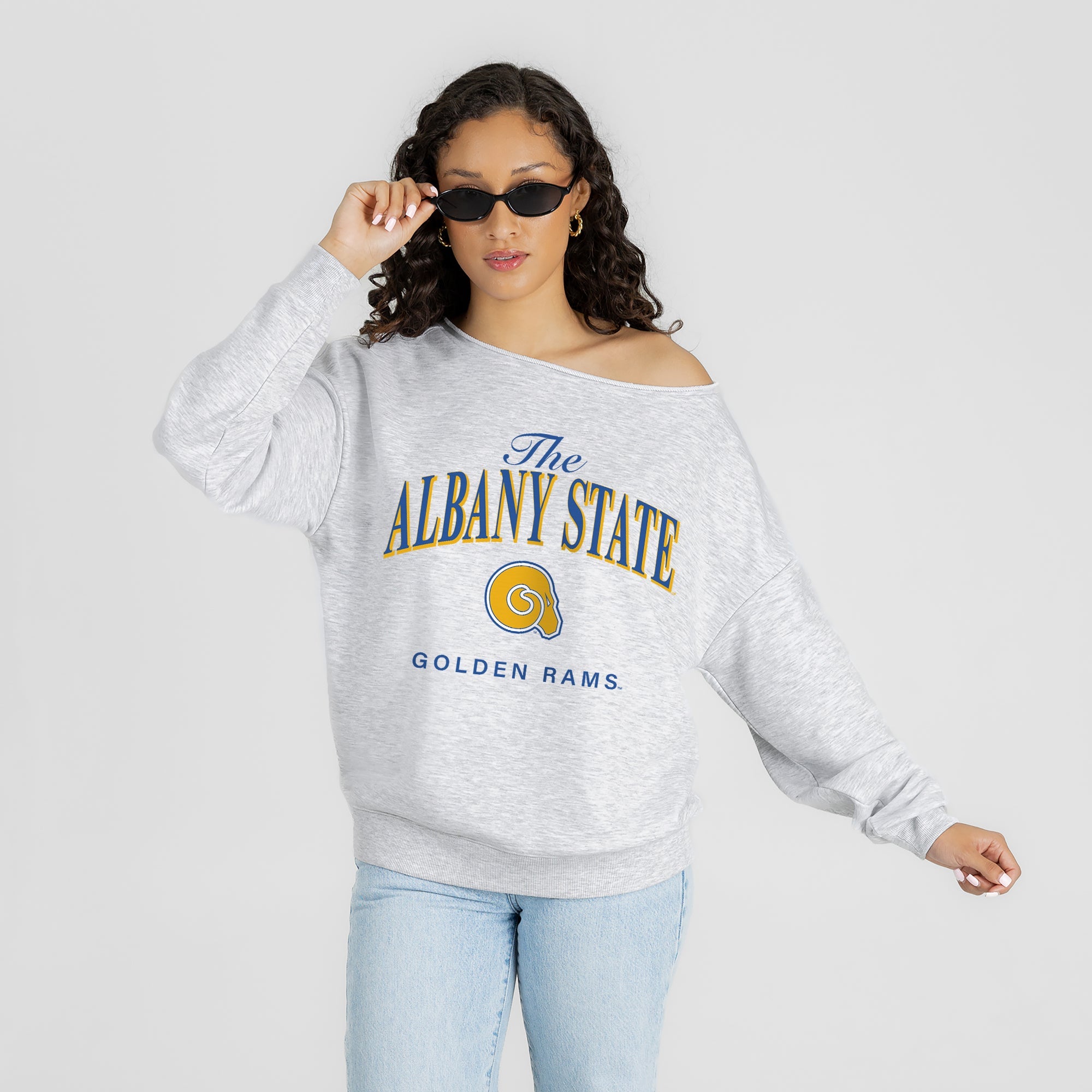ALBANY STATE GOLDEN RAMS OFFSIDES ENERGY RELAXED OFF-SHOULDER TOP