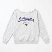 BALTIMORE RAVENS LEGACY STANDARD RELAXED OFF-SHOULDER TOP