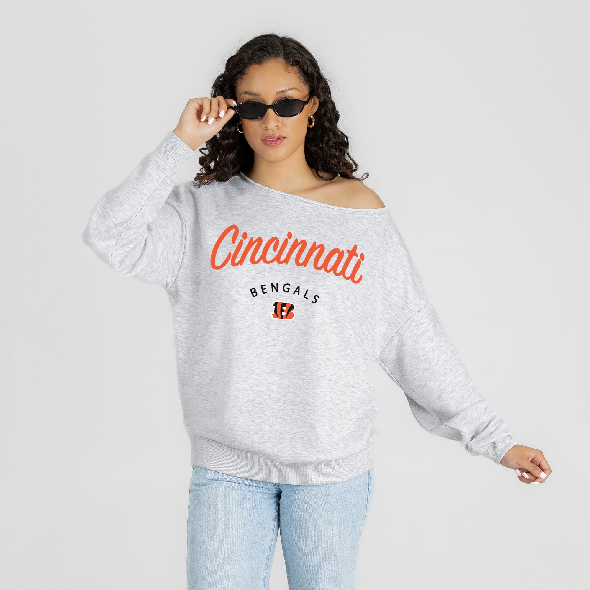 CINCINNATI BENGALS LEGACY STANDARD RELAXED OFF-SHOULDER TOP