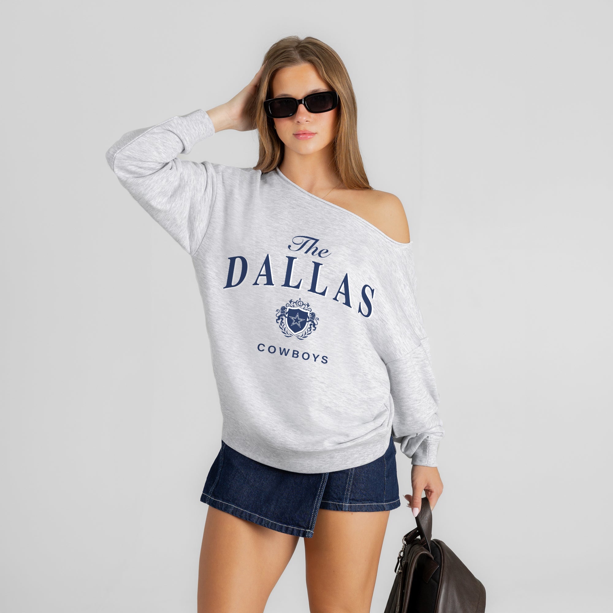 DALLAS COWBOYS OFFSIDES ENERGY RELAXED OFF-SHOULDER TOP