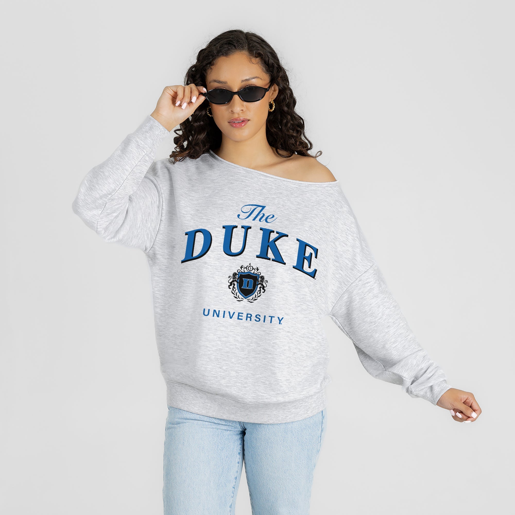 DUKE BLUE DEVILS OFFSIDES ENERGY RELAXED OFF-SHOULDER TOP