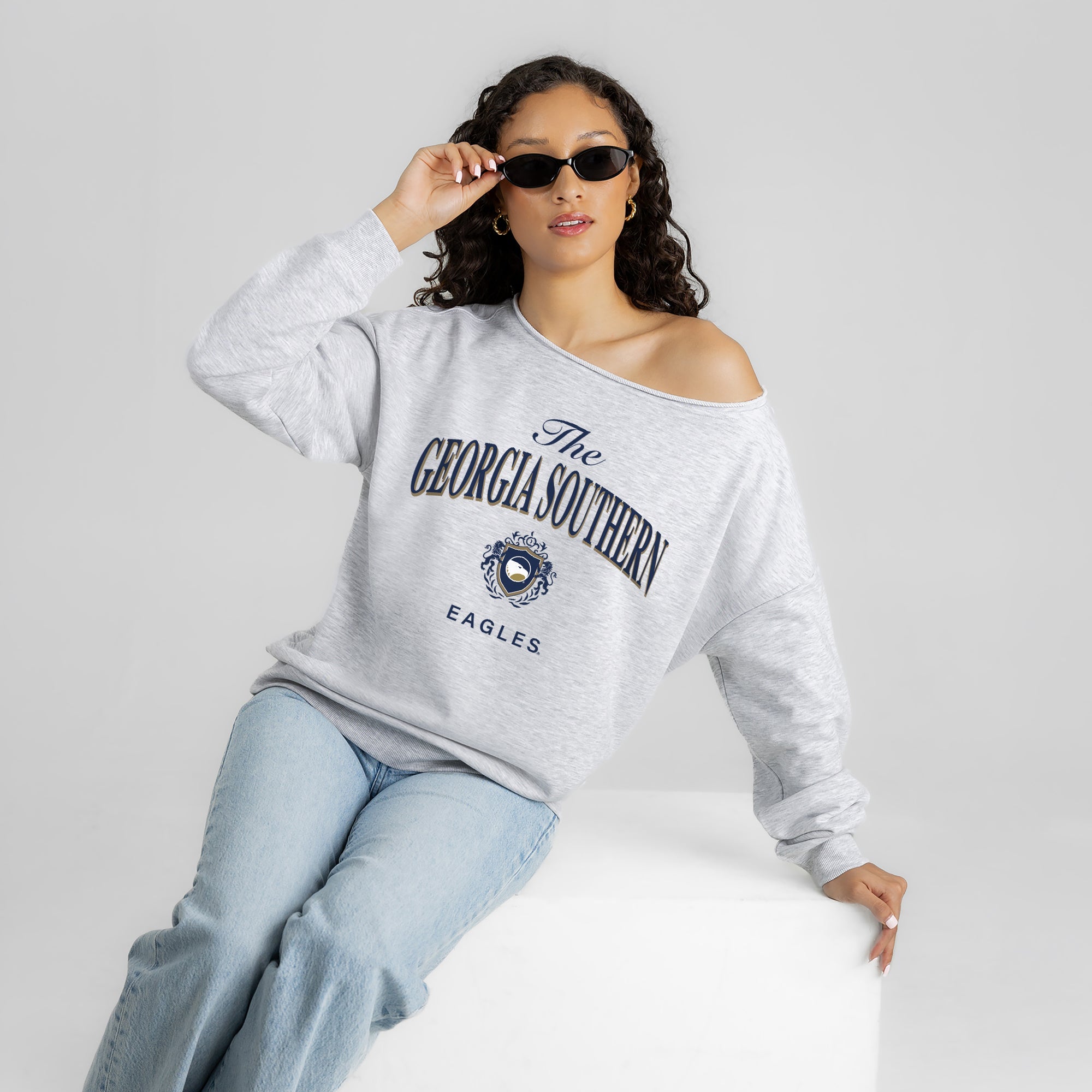 GEORGIA SOUTHERN EAGLES OFFSIDES ENERGY RELAXED OFF-SHOULDER TOP