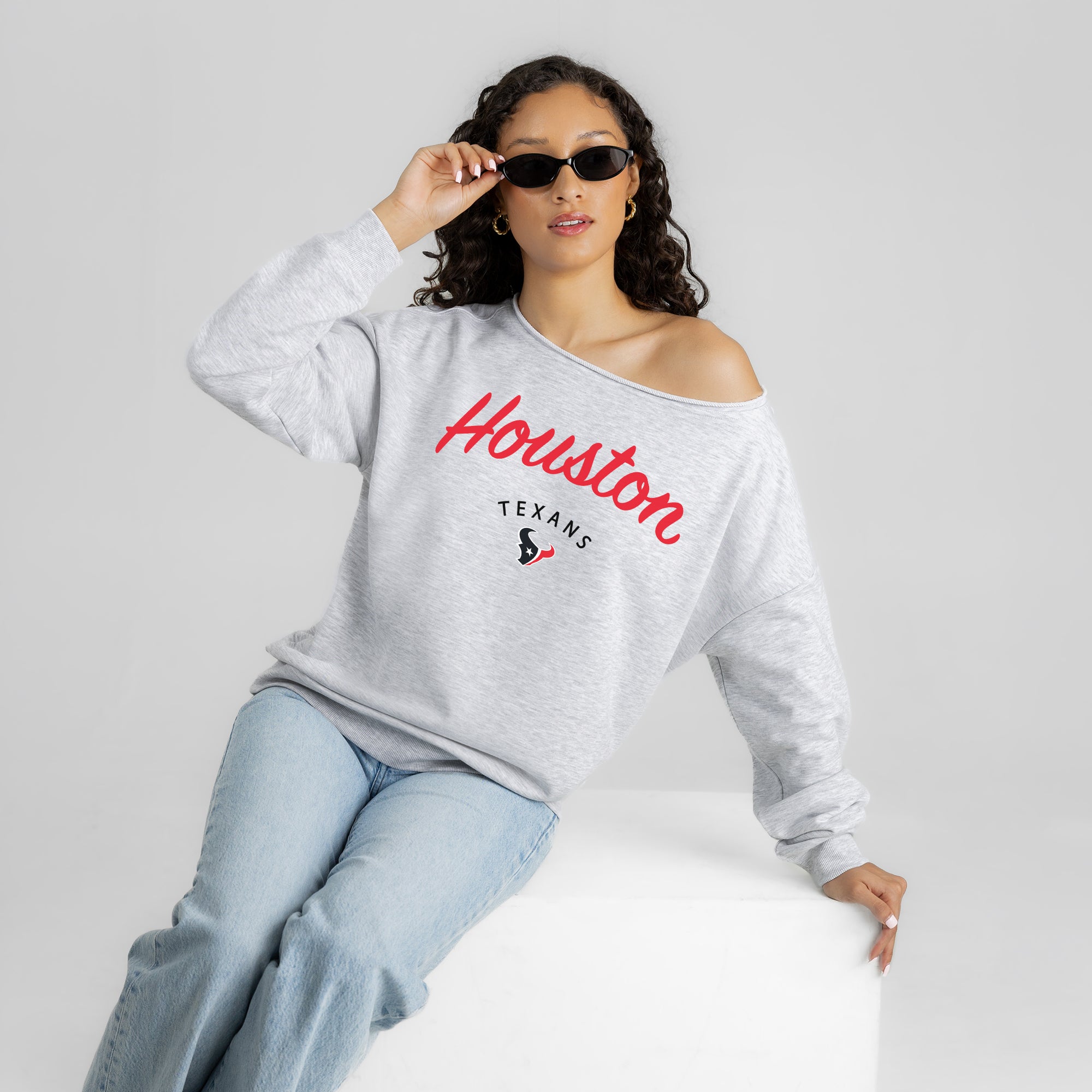 HOUSTON TEXANS LEGACY STANDARD RELAXED OFF-SHOULDER TOP