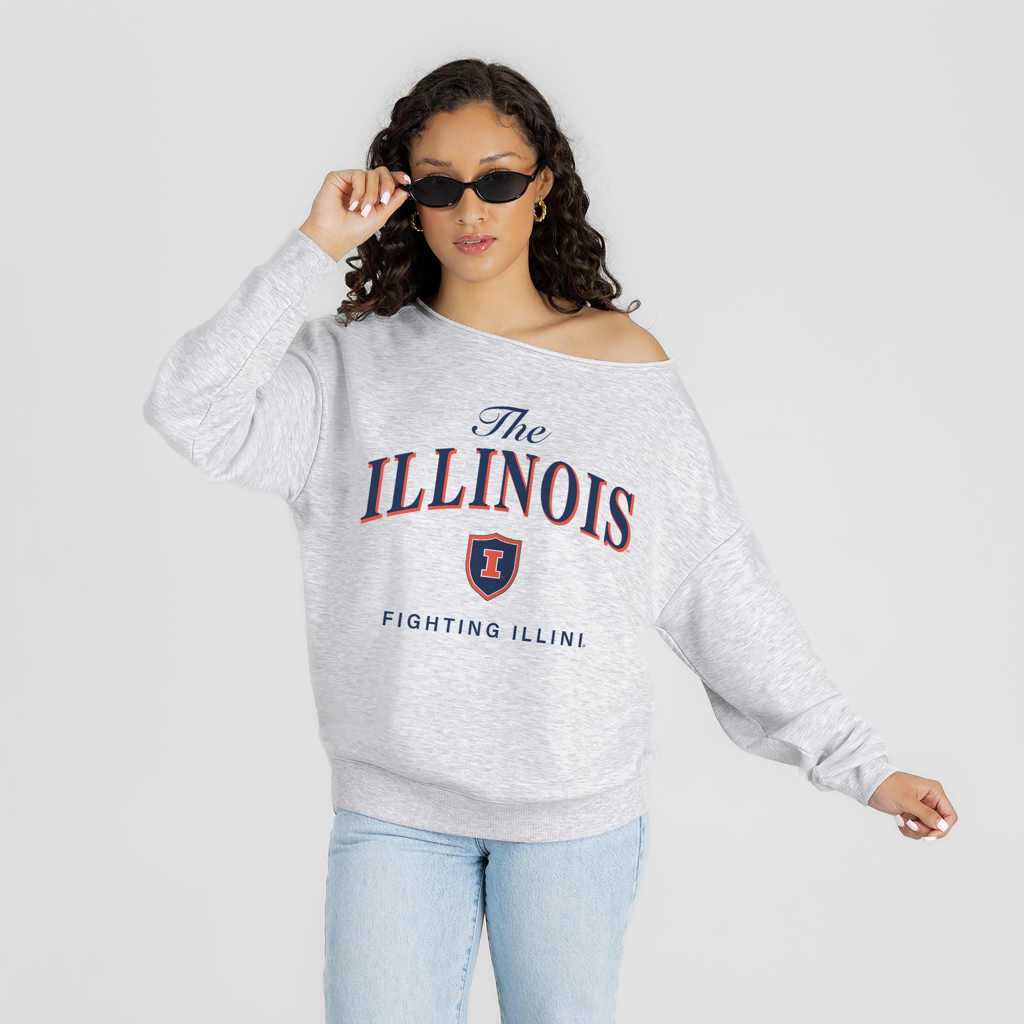 ILLINOIS FIGHTING ILLINI OFFSIDES ENERGY RELAXED OFF-SHOULDER TOP