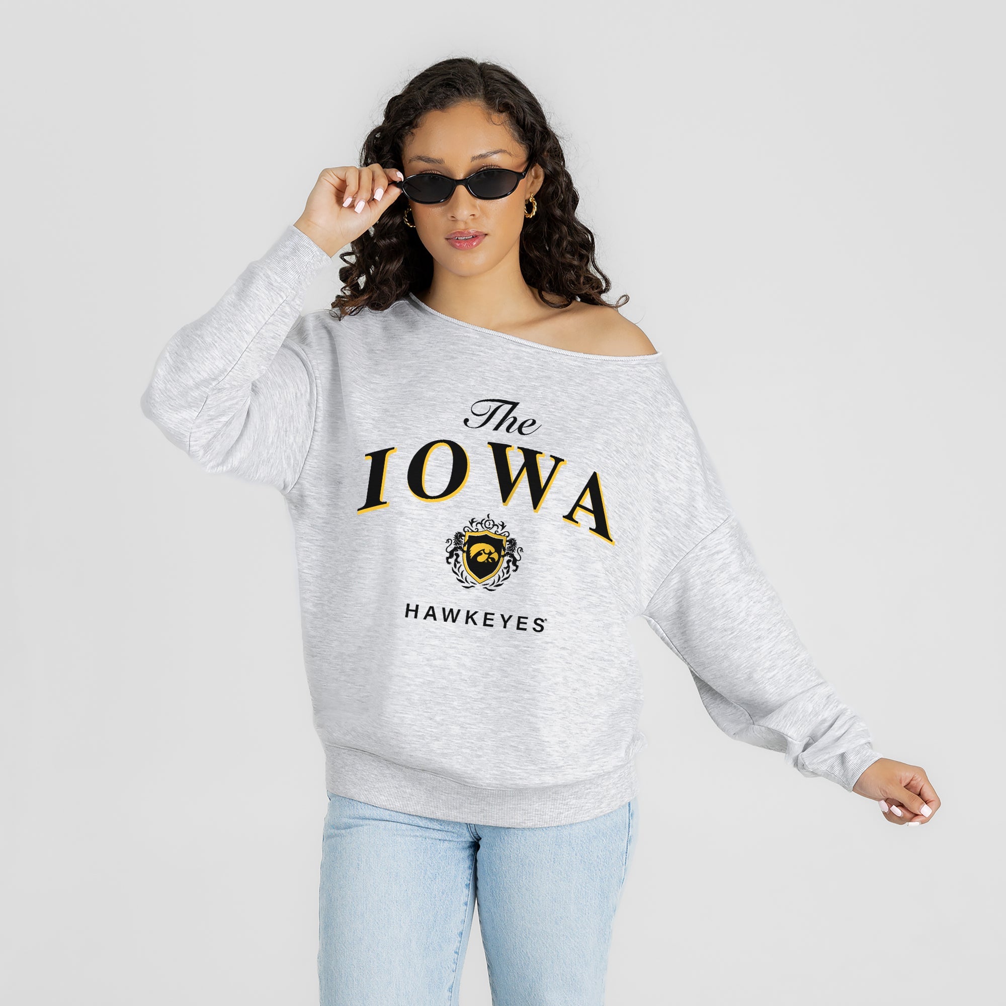 IOWA HAWKEYES OFFSIDES ENERGY RELAXED OFF-SHOULDER TOP