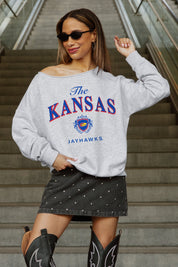 KANSAS JAYHAWKS OFFSIDES ENERGY RELAXED OFF-SHOULDER TOP