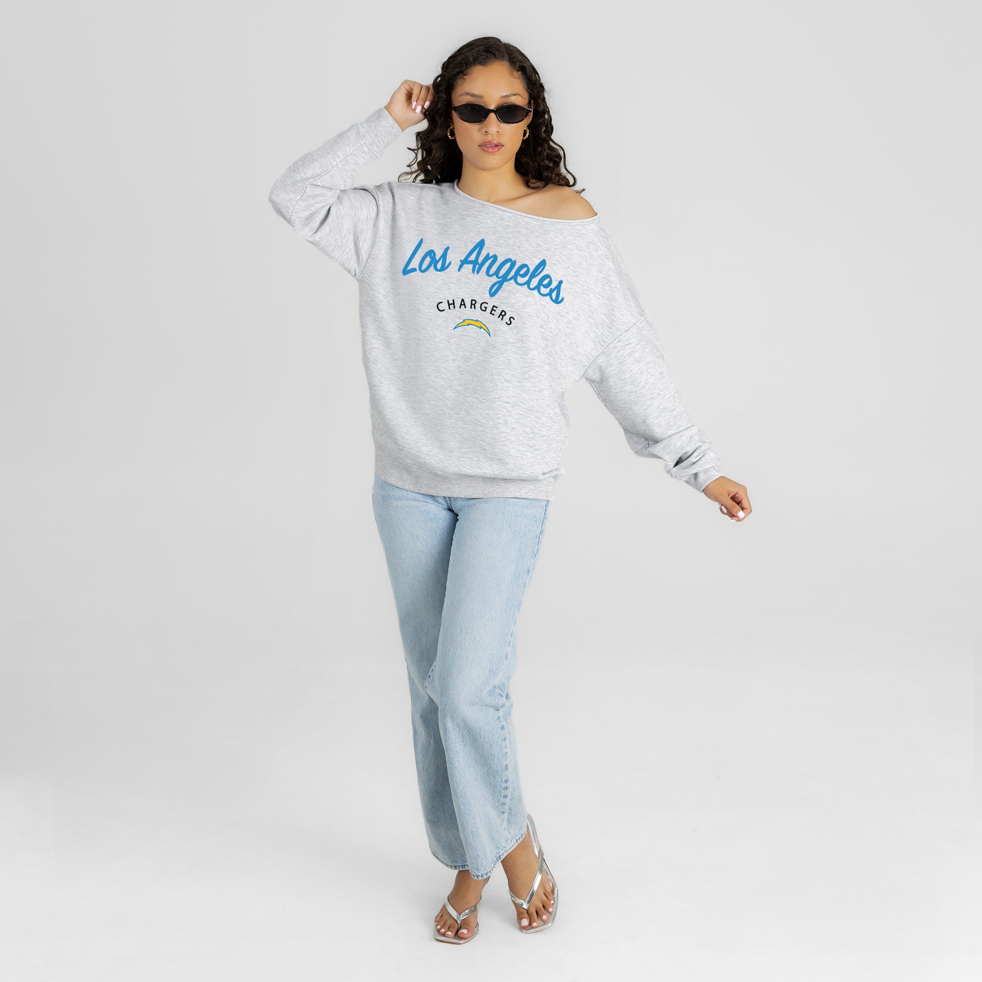 LOS ANGELES CHARGERS LEGACY STANDARD RELAXED OFF-SHOULDER TOP