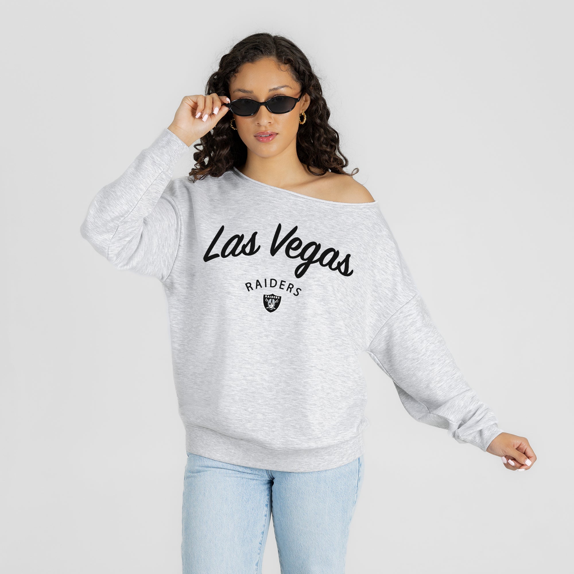 LAS VEGAS RAIDERS LEGACY STANDARD RELAXED OFF-SHOULDER TOP