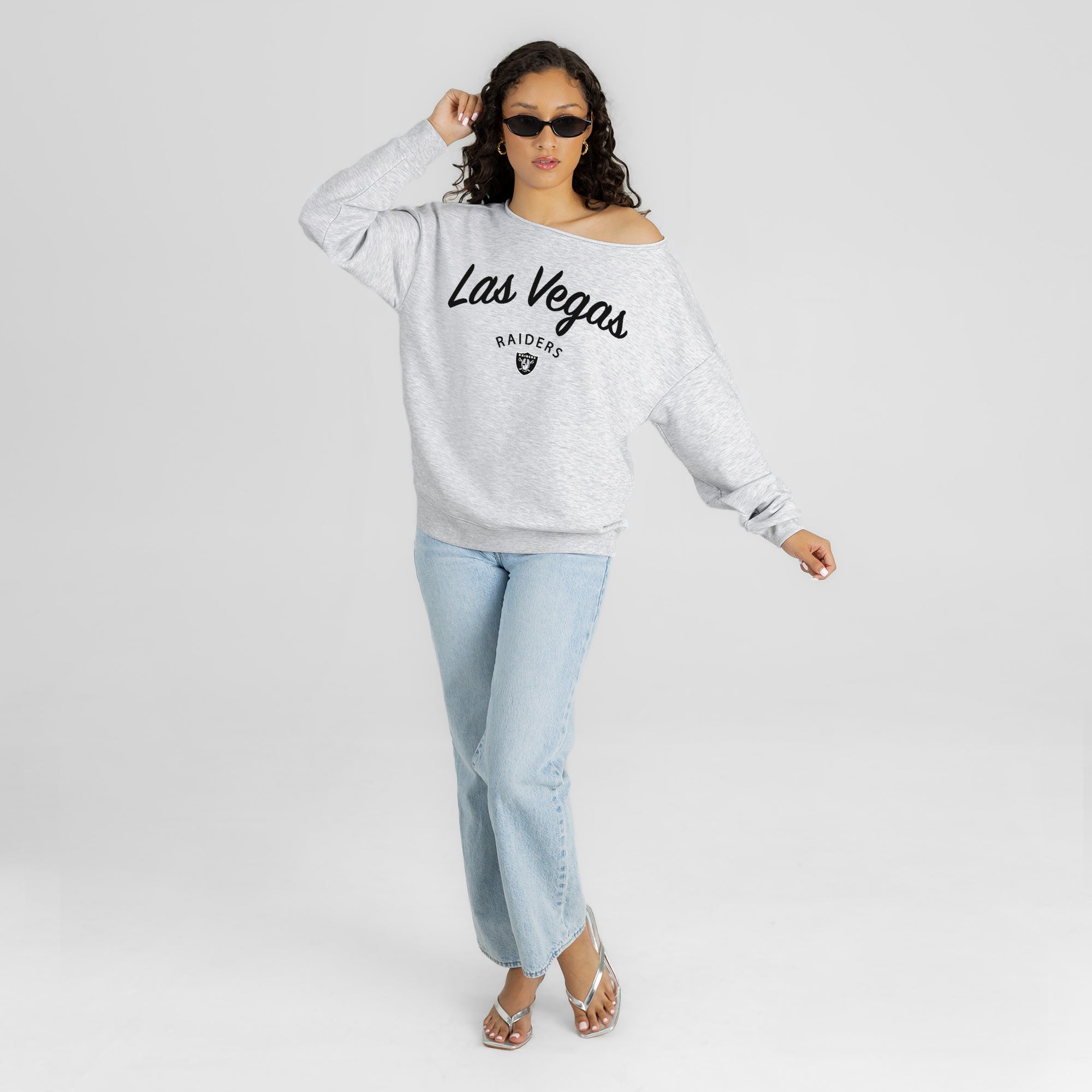 LAS VEGAS RAIDERS LEGACY STANDARD RELAXED OFF-SHOULDER TOP