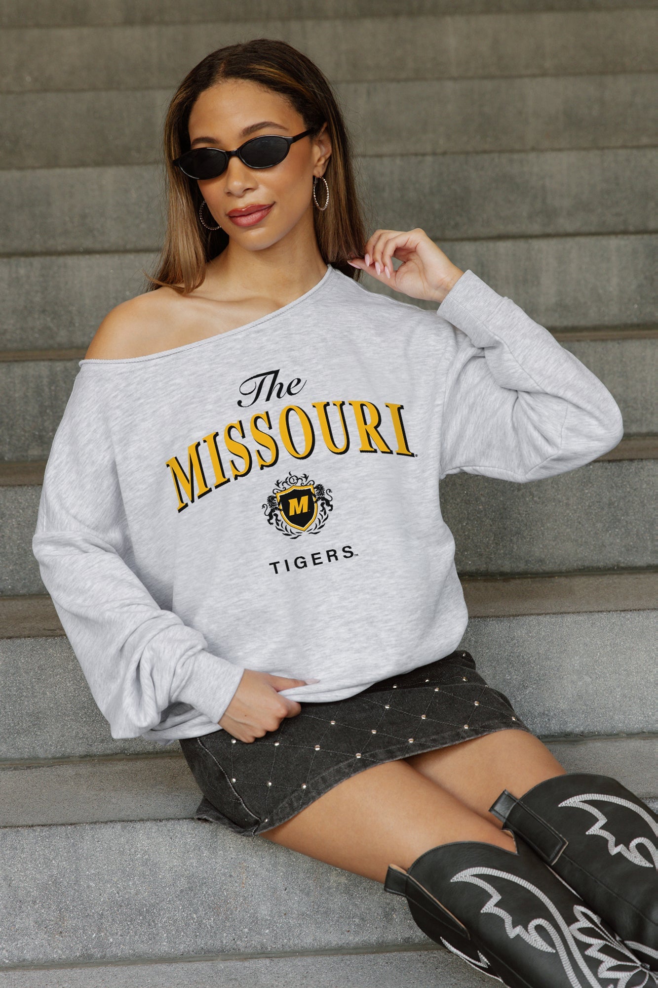 MISSOURI TIGERS OFFSIDES ENERGY RELAXED OFF-SHOULDER TOP