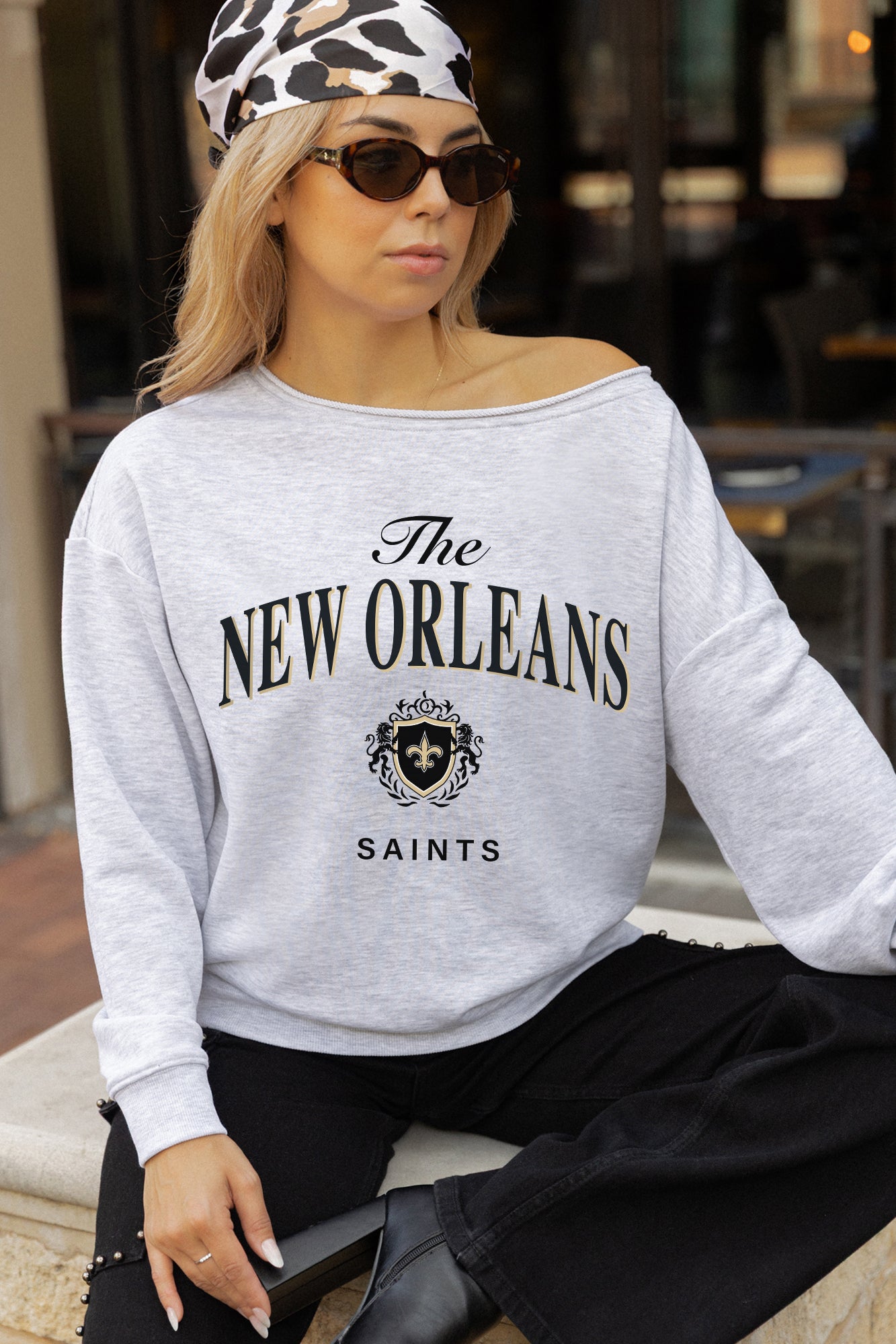 NEW ORLEANS SAINTS OFFSIDES ENERGY RELAXED OFF-SHOULDER TOP