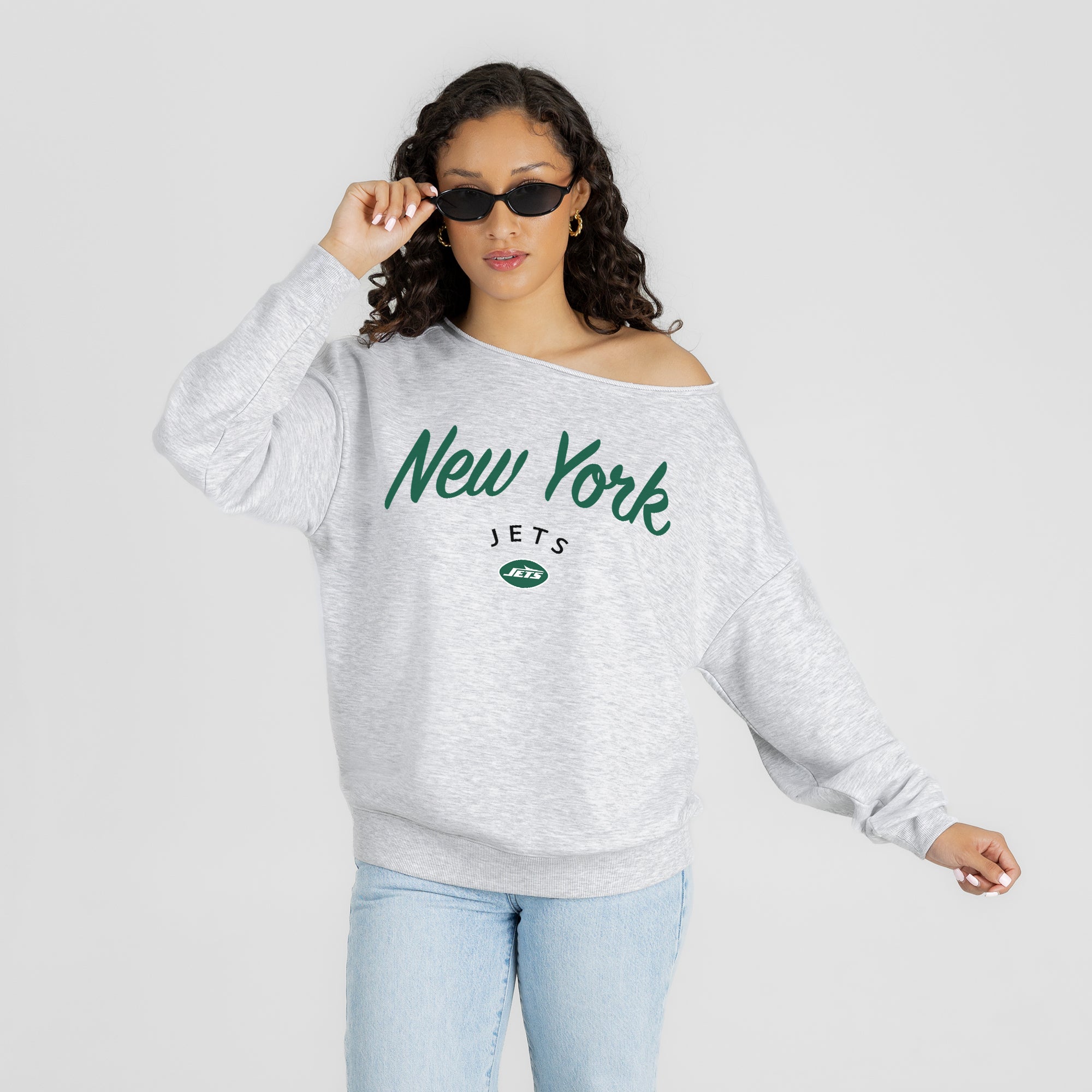 NEW YORK JETS LEGACY STANDARD RELAXED OFF-SHOULDER TOP