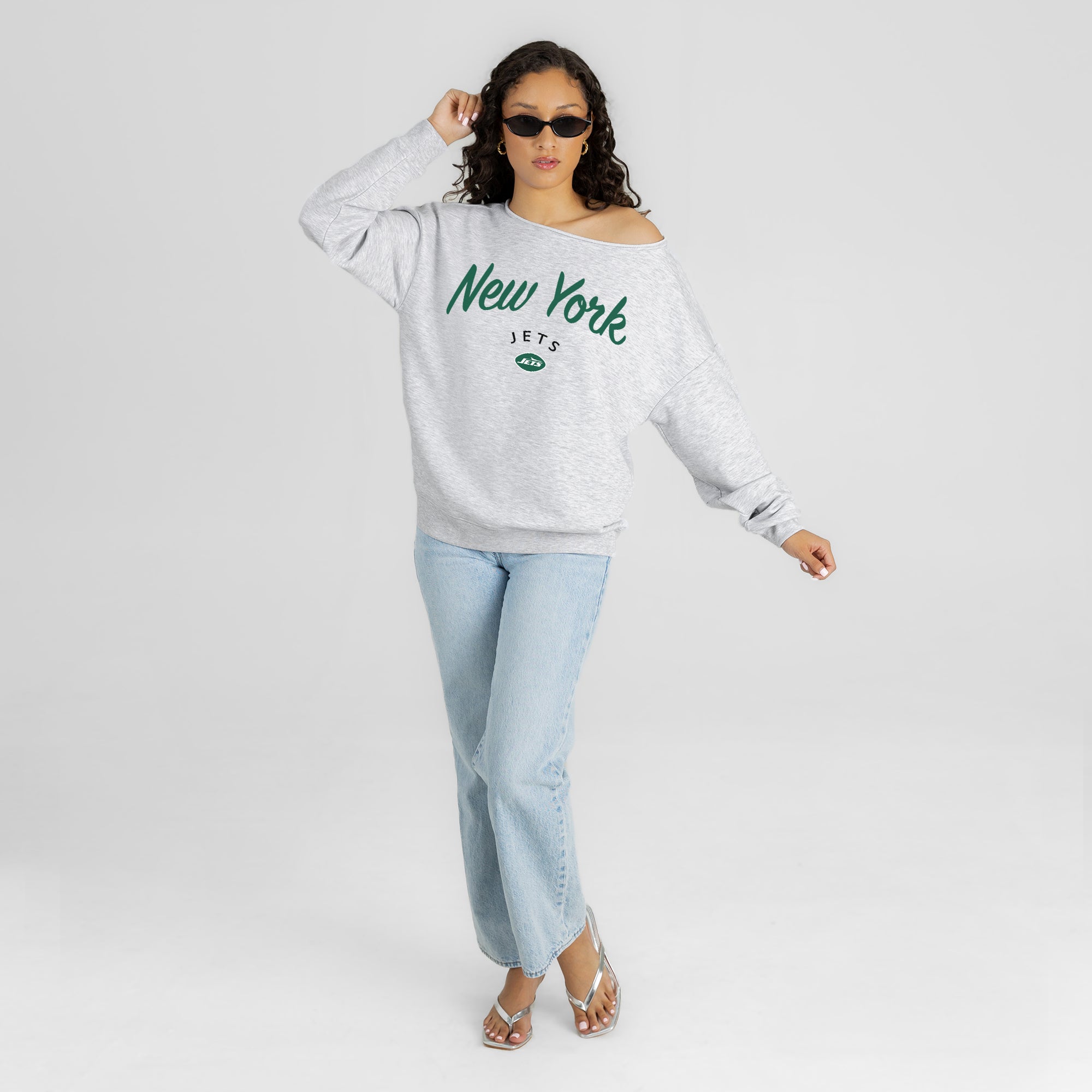 NEW YORK JETS LEGACY STANDARD RELAXED OFF-SHOULDER TOP