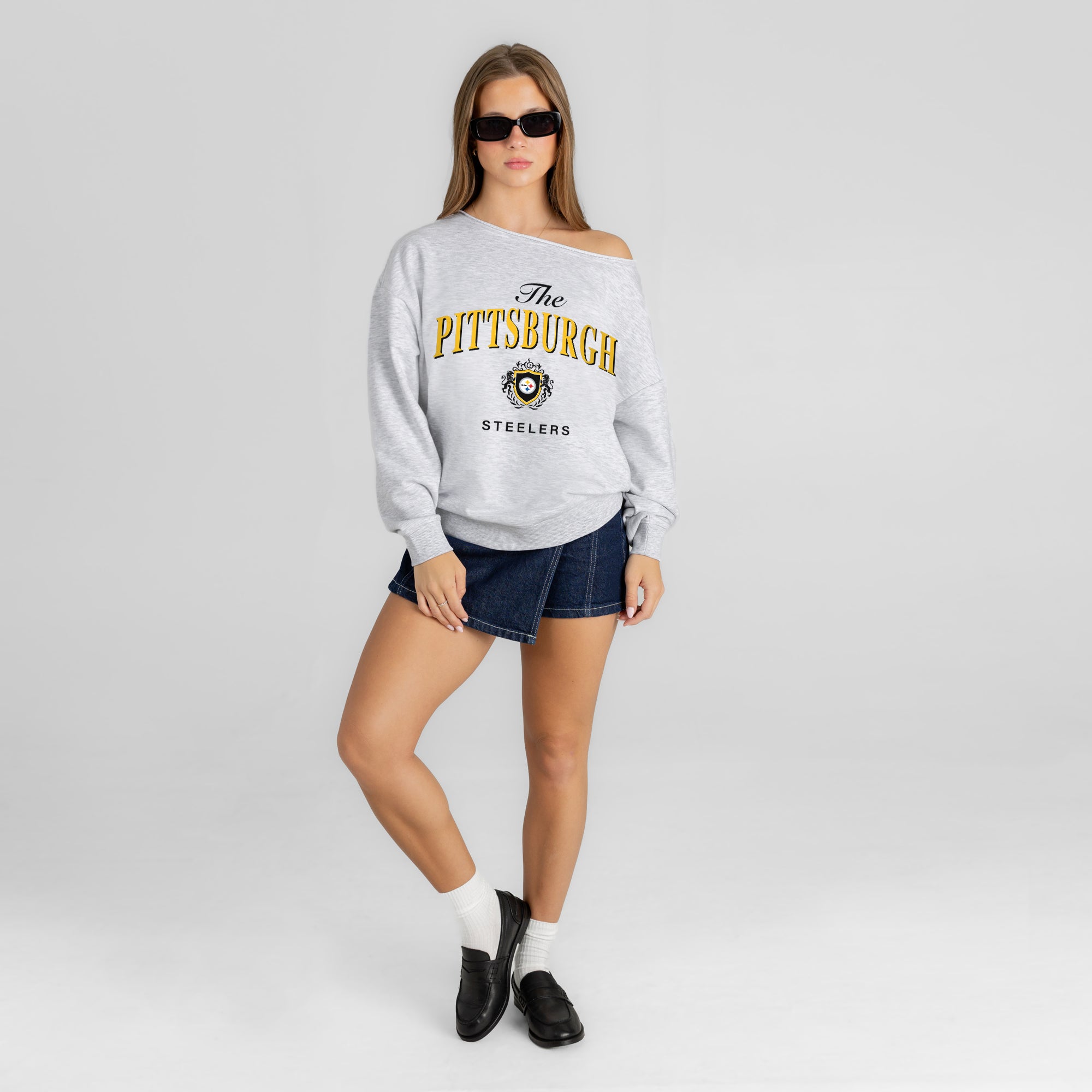 PITTSBURGH STEELERS OFFSIDES ENERGY RELAXED OFF-SHOULDER TOP
