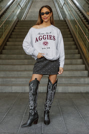TEXAS A&M AGGIES OFFSIDES ENERGY RELAXED OFF-SHOULDER TOP
