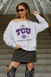 TCU HORNED FROGS OFFSIDES ENERGY RELAXED OFF-SHOULDER TOP
