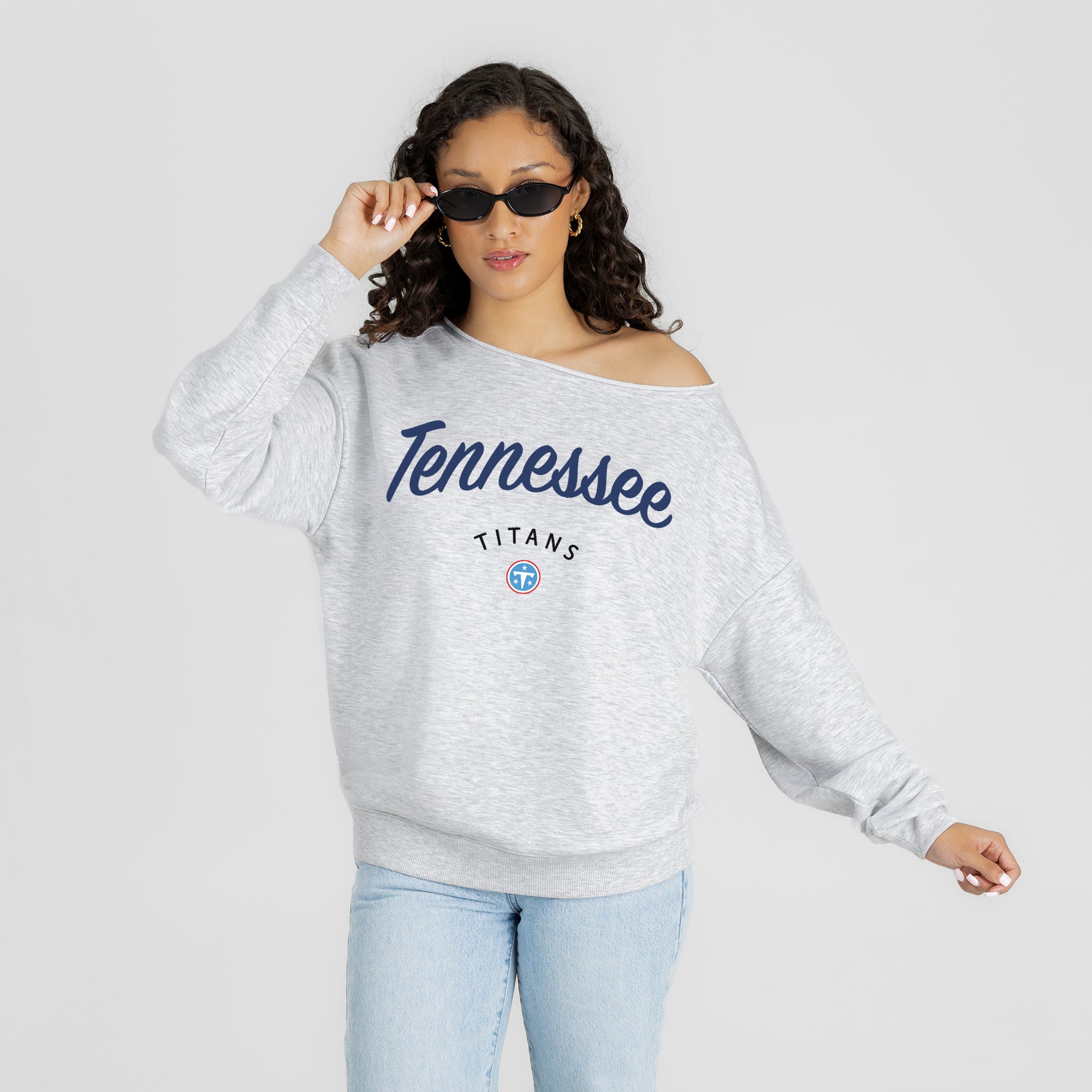 TENNESSEE TITANS LEGACY STANDARD RELAXED OFF-SHOULDER TOP