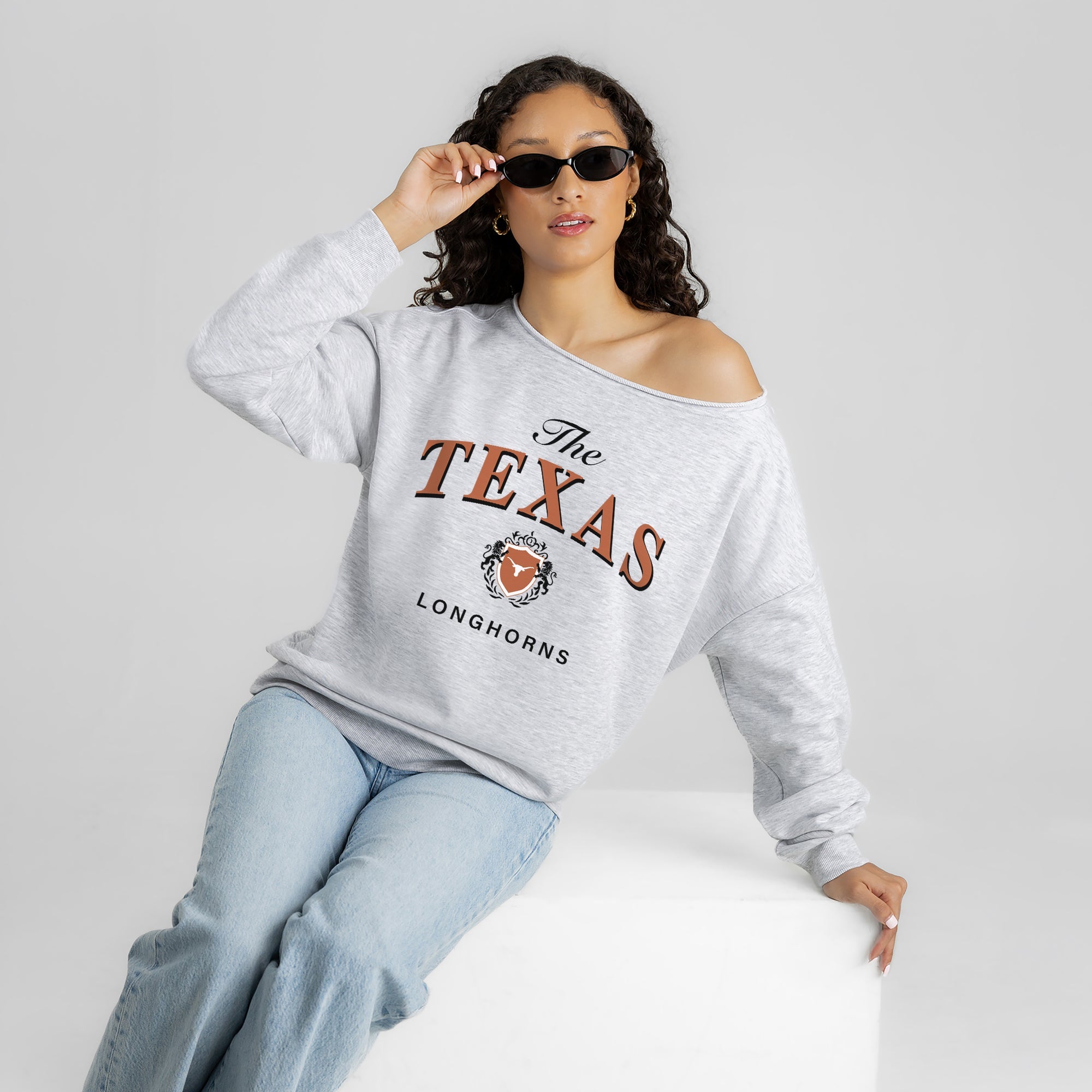 TEXAS LONGHORNS OFFSIDES ENERGY RELAXED OFF-SHOULDER TOP