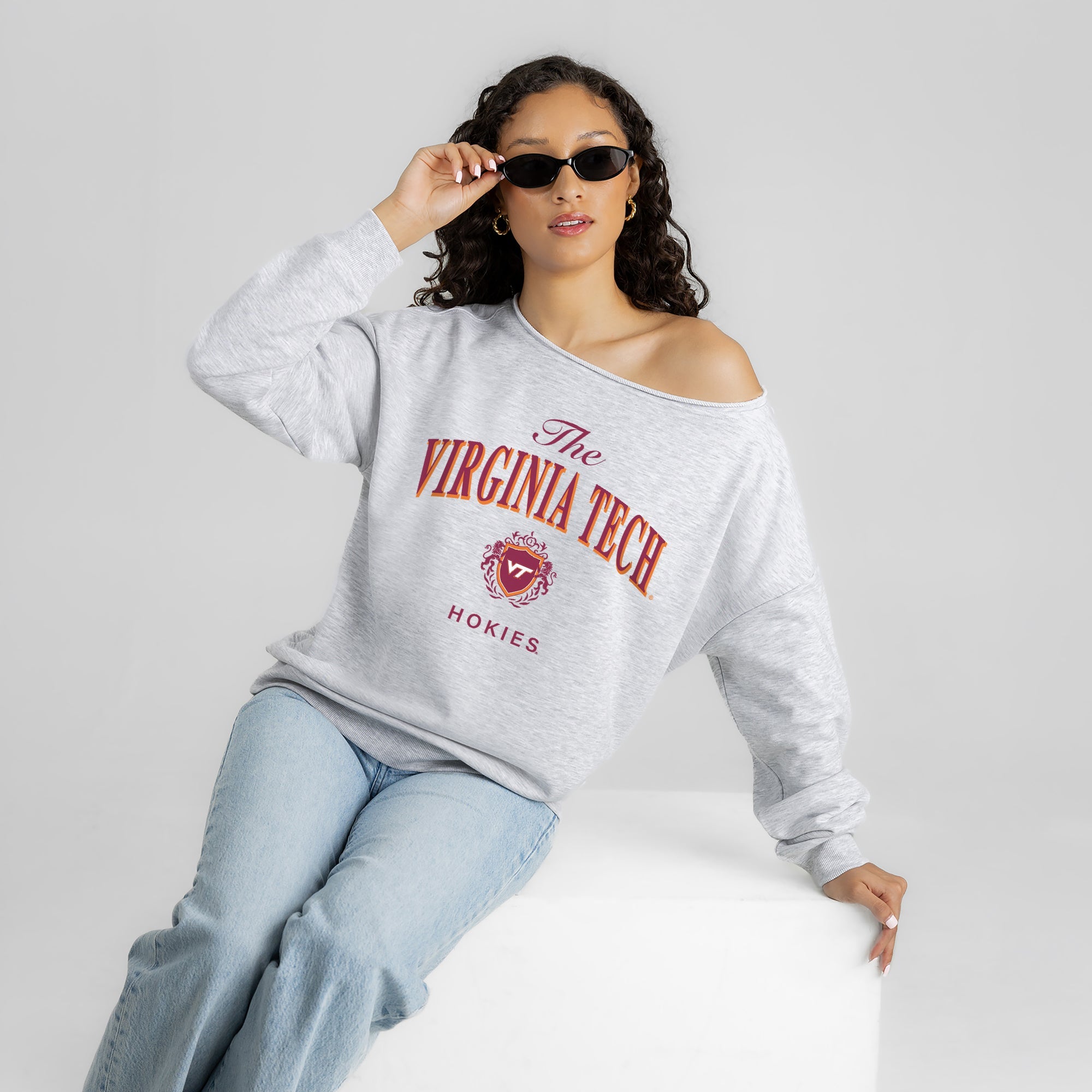 VIRGINIA TECH HOKIES OFFSIDES ENERGY RELAXED OFF-SHOULDER TOP