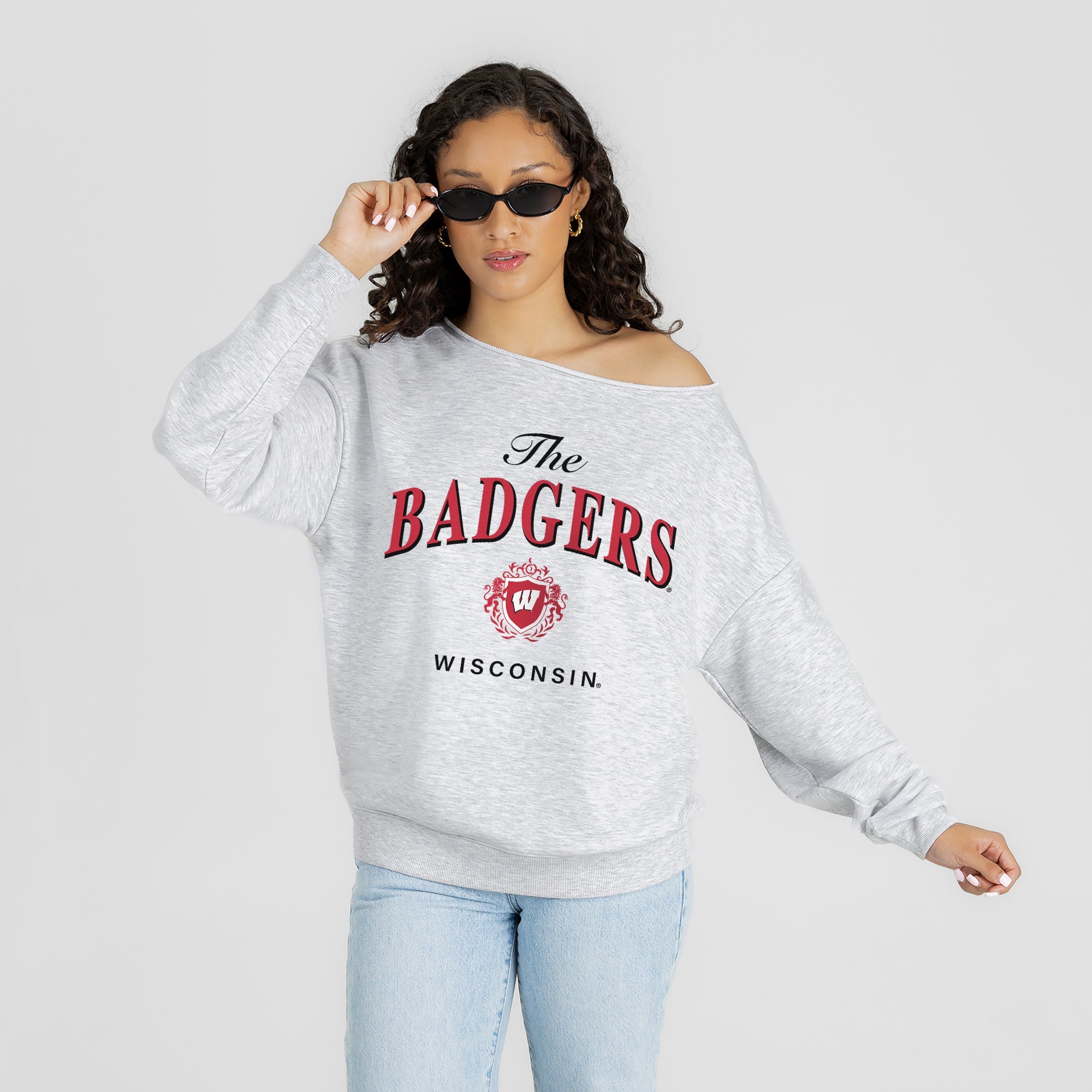 WISCONSIN BADGERS OFFSIDES ENERGY RELAXED OFF-SHOULDER TOP