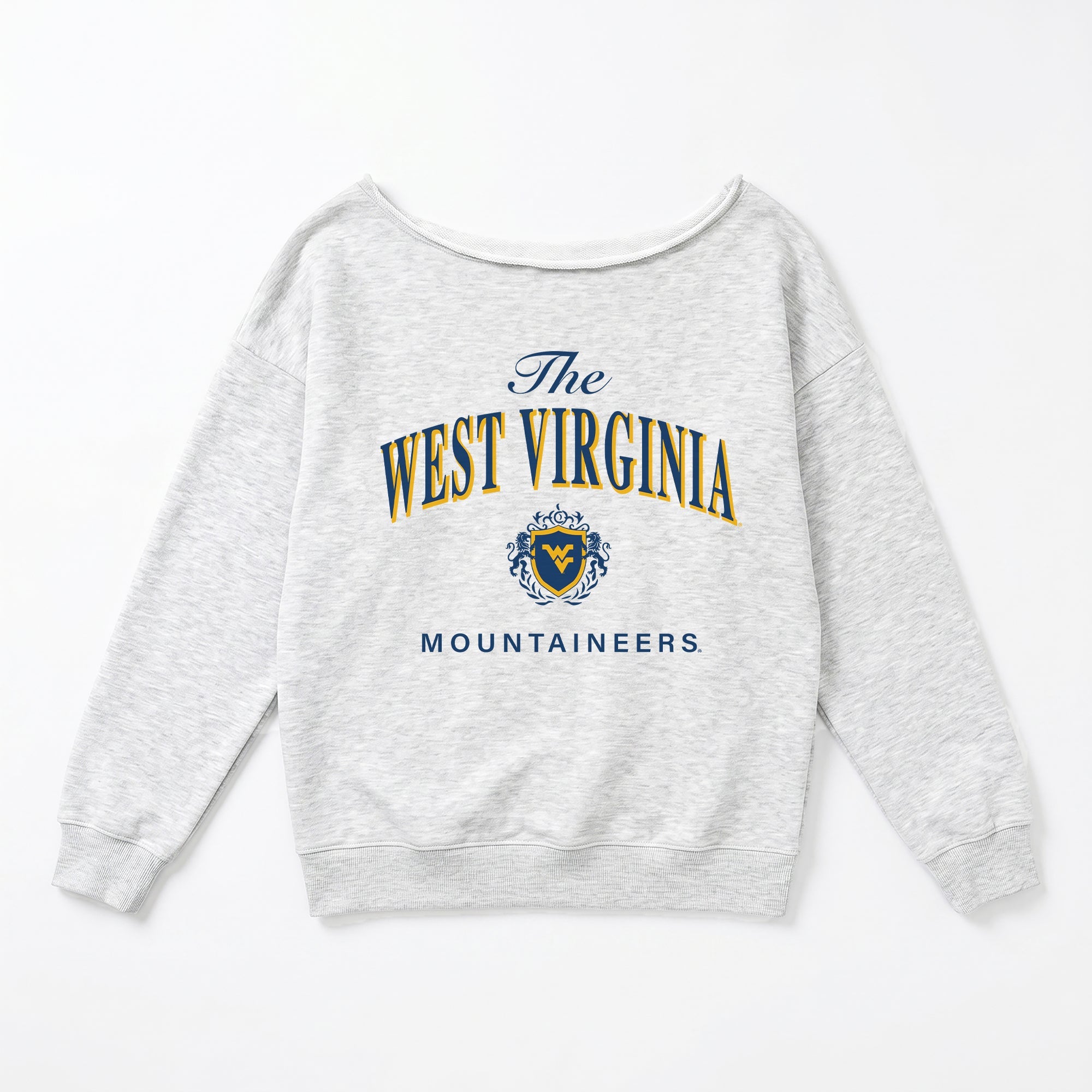 WEST VIRGINIA MOUNTAINEERS OFFSIDES ENERGY RELAXED OFF-SHOULDER TOP