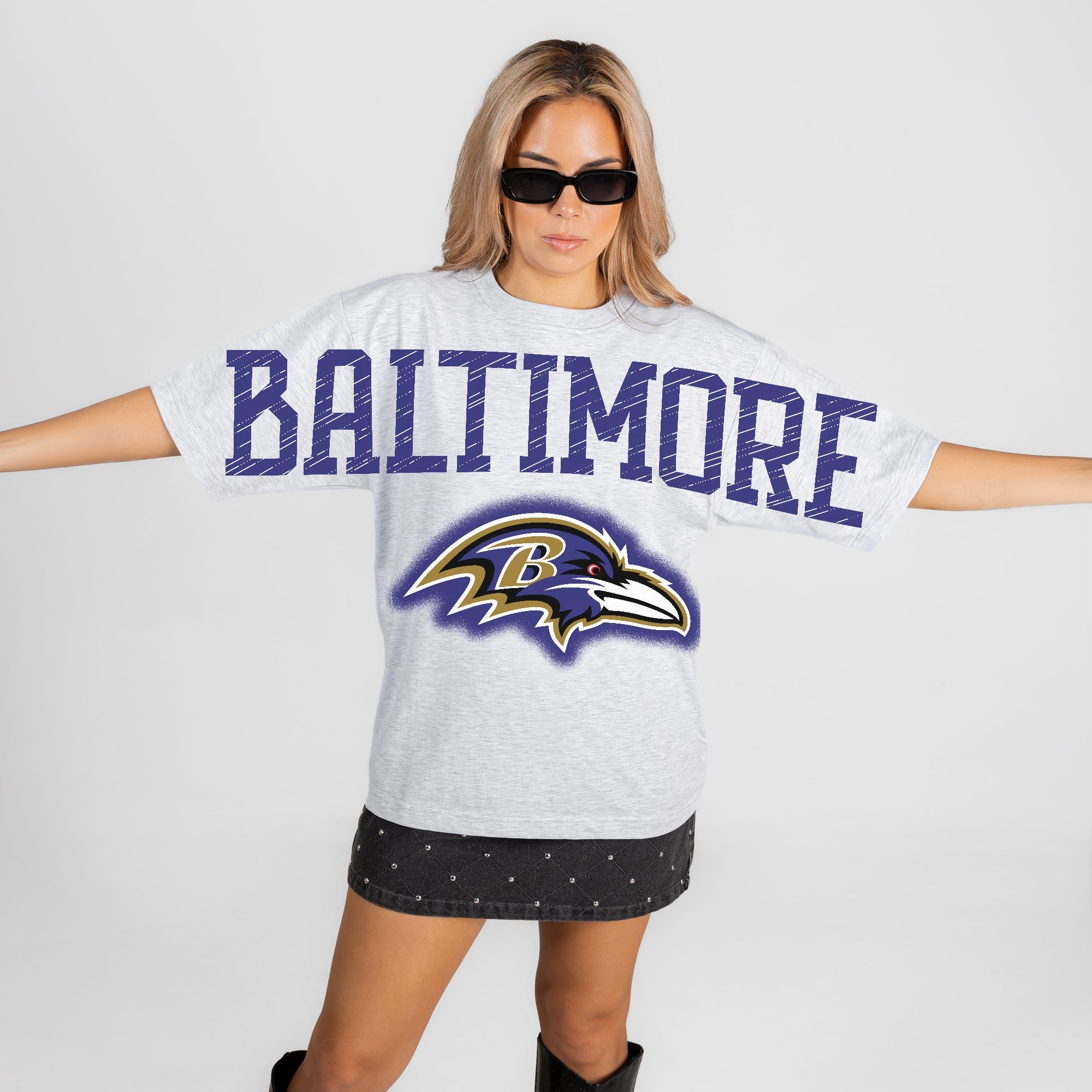 BALTIMORE RAVENS DRIP CULTURE RELAXED FIT CREWNECK TEE