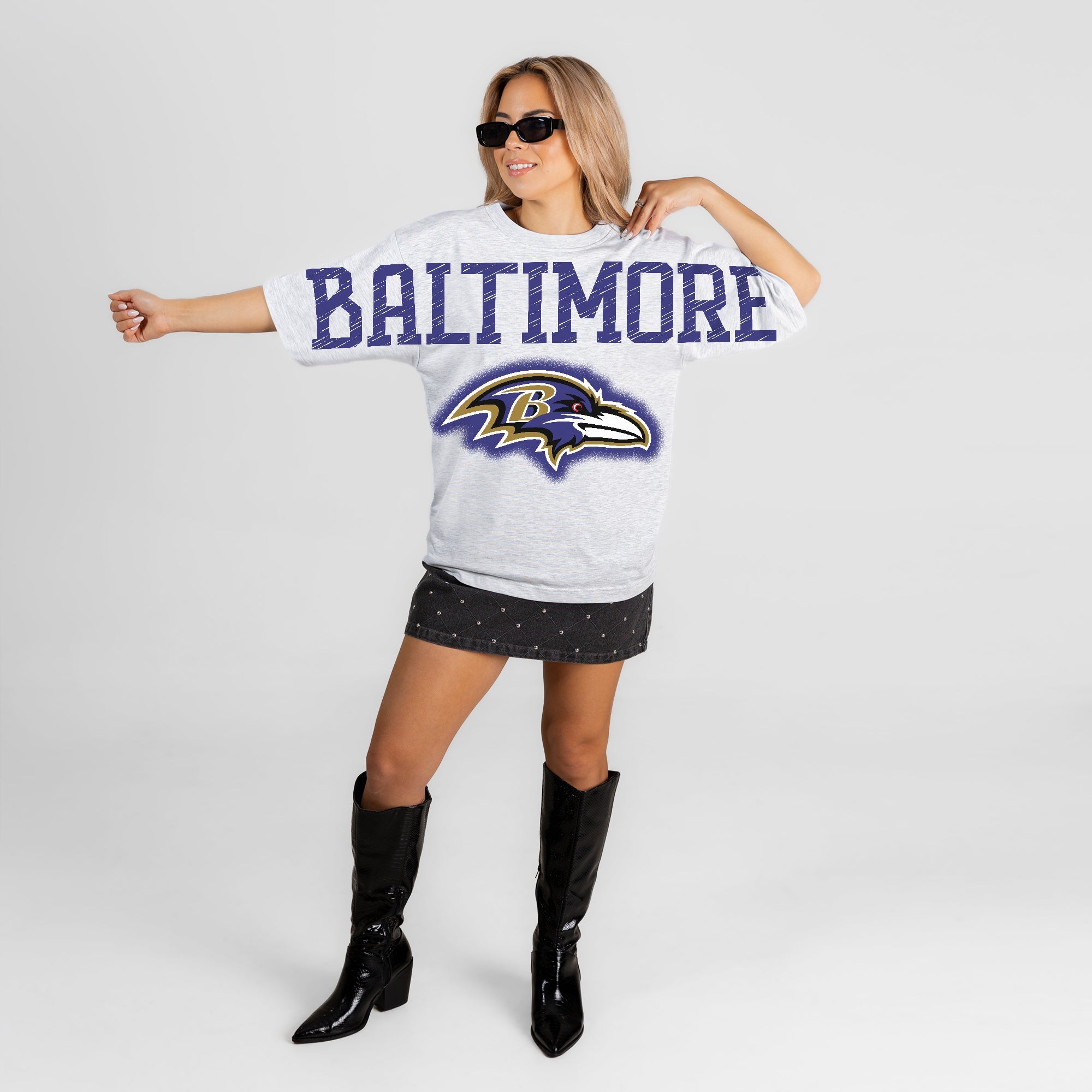 BALTIMORE RAVENS DRIP CULTURE RELAXED FIT CREWNECK TEE