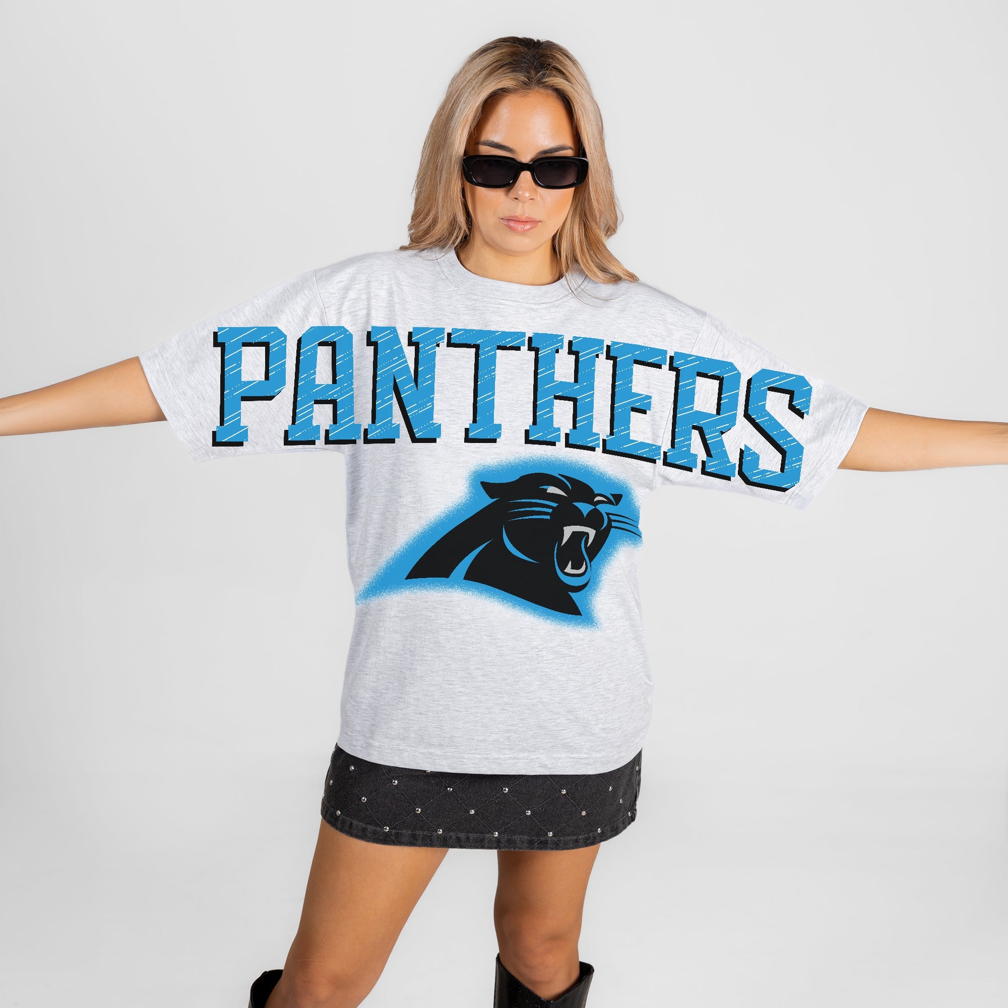 CAROLINA PANTHERS DRIP CULTURE RELAXED FIT CREWNECK TEE