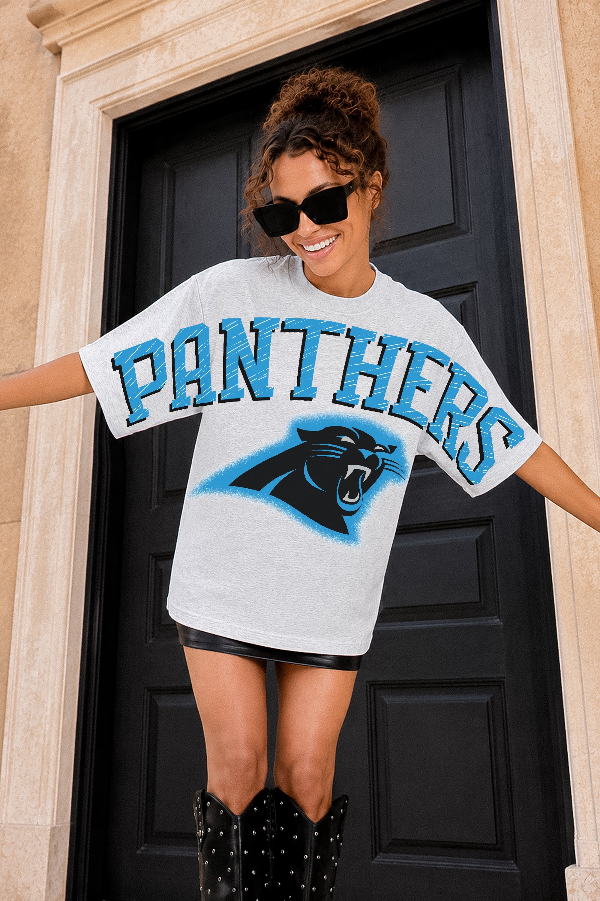 CAROLINA PANTHERS DRIP CULTURE RELAXED FIT CREWNECK TEE